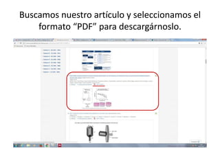 Buscamos nuestro artículo y seleccionamos el
formato “PDF” para descargárnoslo.
 