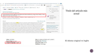 Título del artículo más
actual
El idioma original es Inglés
 