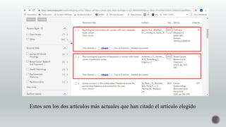 Estos son los dos artículos más actuales que han citado el artículo elegido
 