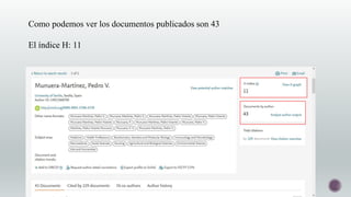 Como podemos ver los documentos publicados son 43
El índice H: 11
 