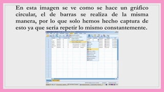 En esta imagen se ve como se hace un gráfico
circular, el de barras se realiza de la misma
manera, por lo que solo hemos hecho captura de
esto ya que sería repetir lo mismo constantemente.
 