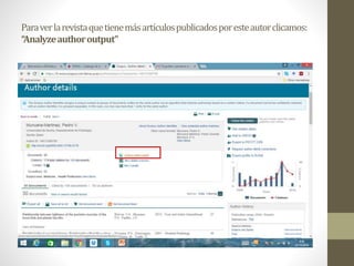 Paraverlarevistaquetienemásartículospublicadosporesteautorclicamos:
“Analyzeauthoroutput”
 