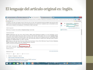 El lenguaje del artículo original es: Inglés.
 