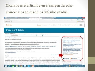 Clicamosenelartículoyenelmargenderecho
aparecenlostitulosdelosartículoscitados.
 