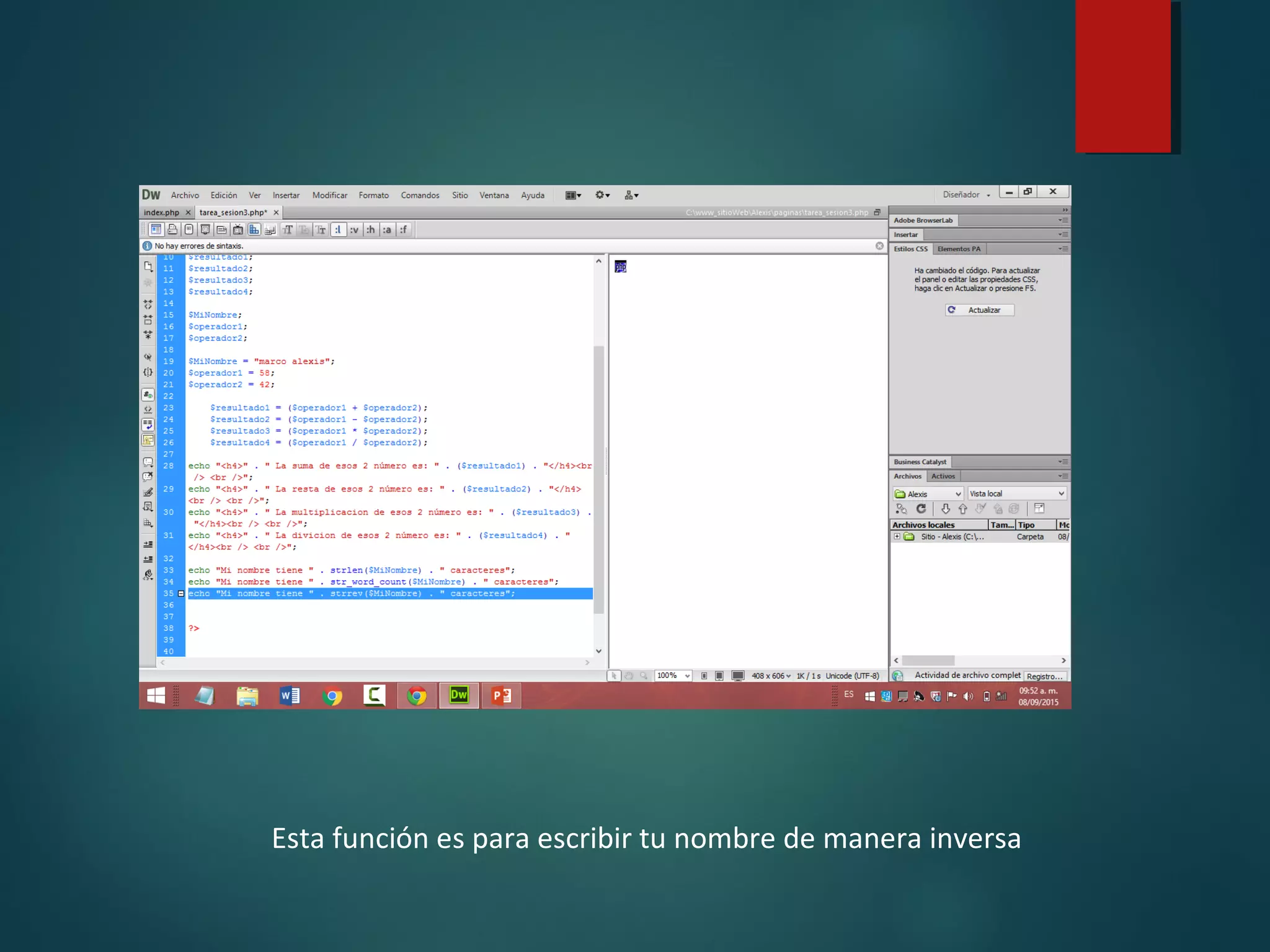 Esta función es para escribir tu nombre de manera inversa