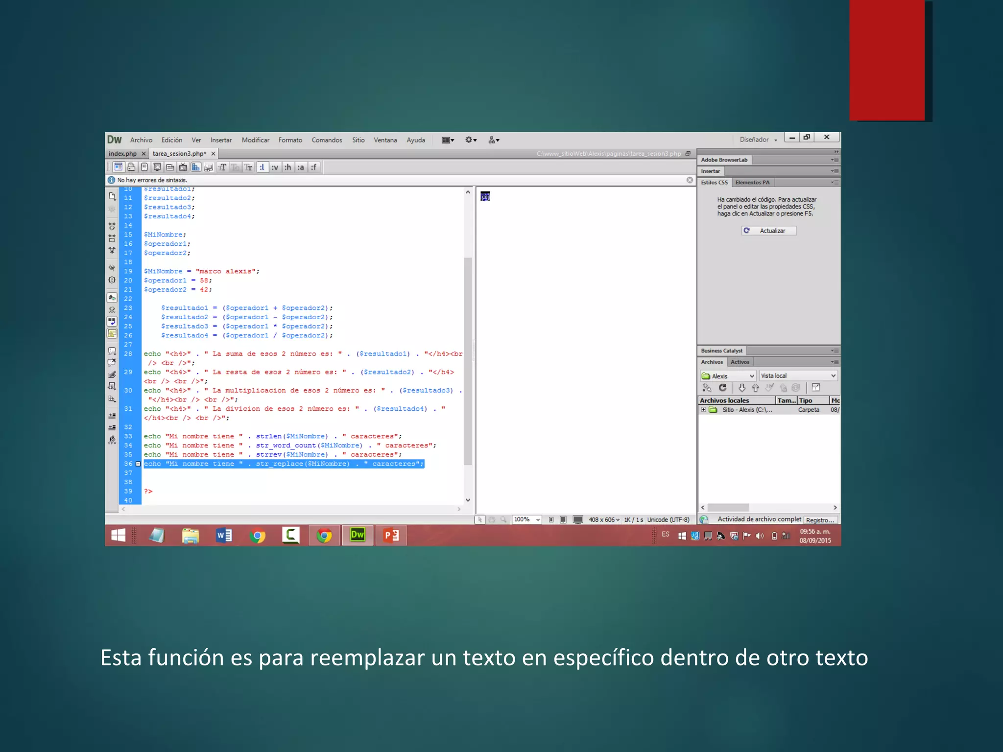 Esta función es para reemplazar un texto en específico dentro de otro texto