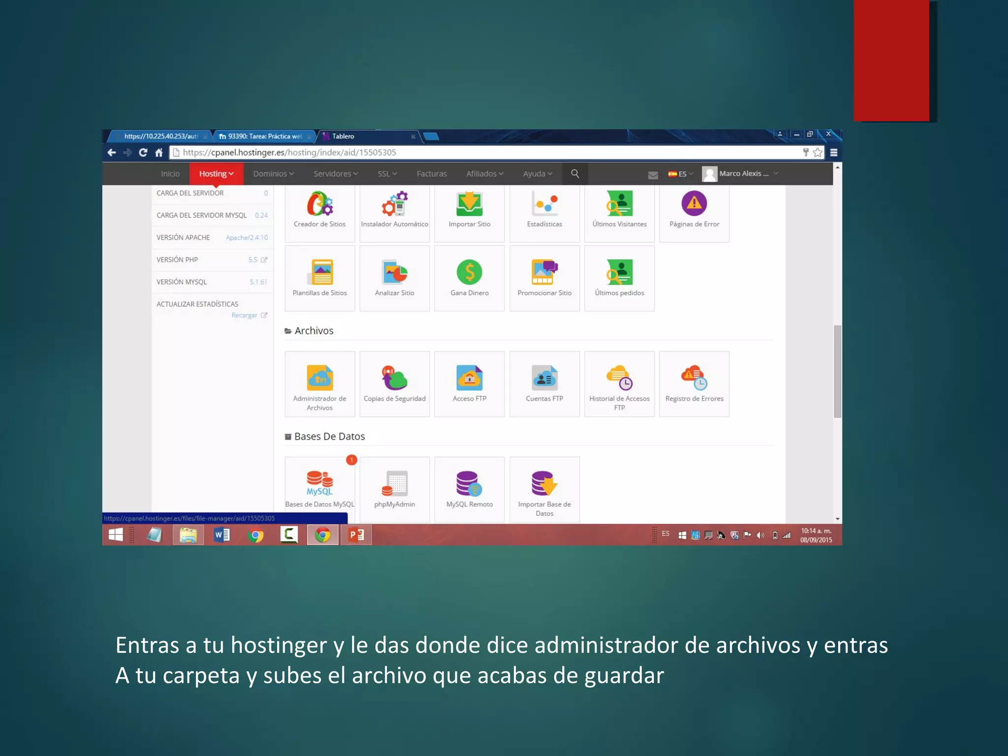 Entras a tu hostinger y le das donde dice administrador de archivos y entras
A tu carpeta y subes el archivo que acabas de guardar