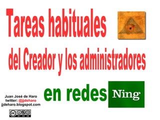 Juan José de Haro twitter:  @jjdeharo jjdeharo.blogspot.com Tareas habituales  del Creador y los administradores en redes  
