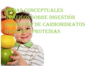 Mapas conceptuales
gráficos sobre digestión
absorción de carbohidratos
grasas y proteínas
 