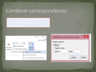 El cuadro de diálogo es idéntico al
cuadro de imprimir. Vamos a
combinarlos todos

 