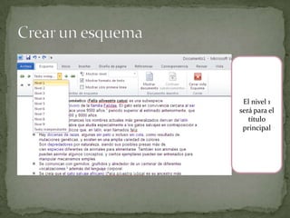 El nivel 1
será para el
título
principal

 