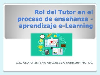 Rol del Tutor en el
proceso de enseñanza -
aprendizaje e-Learning
LIC. ANA CRISTINA ARCINIEGA CARRIÓN MG. SC.
 