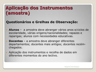 Seleccionar o domínio, objecto da aplicação de instrumentos;