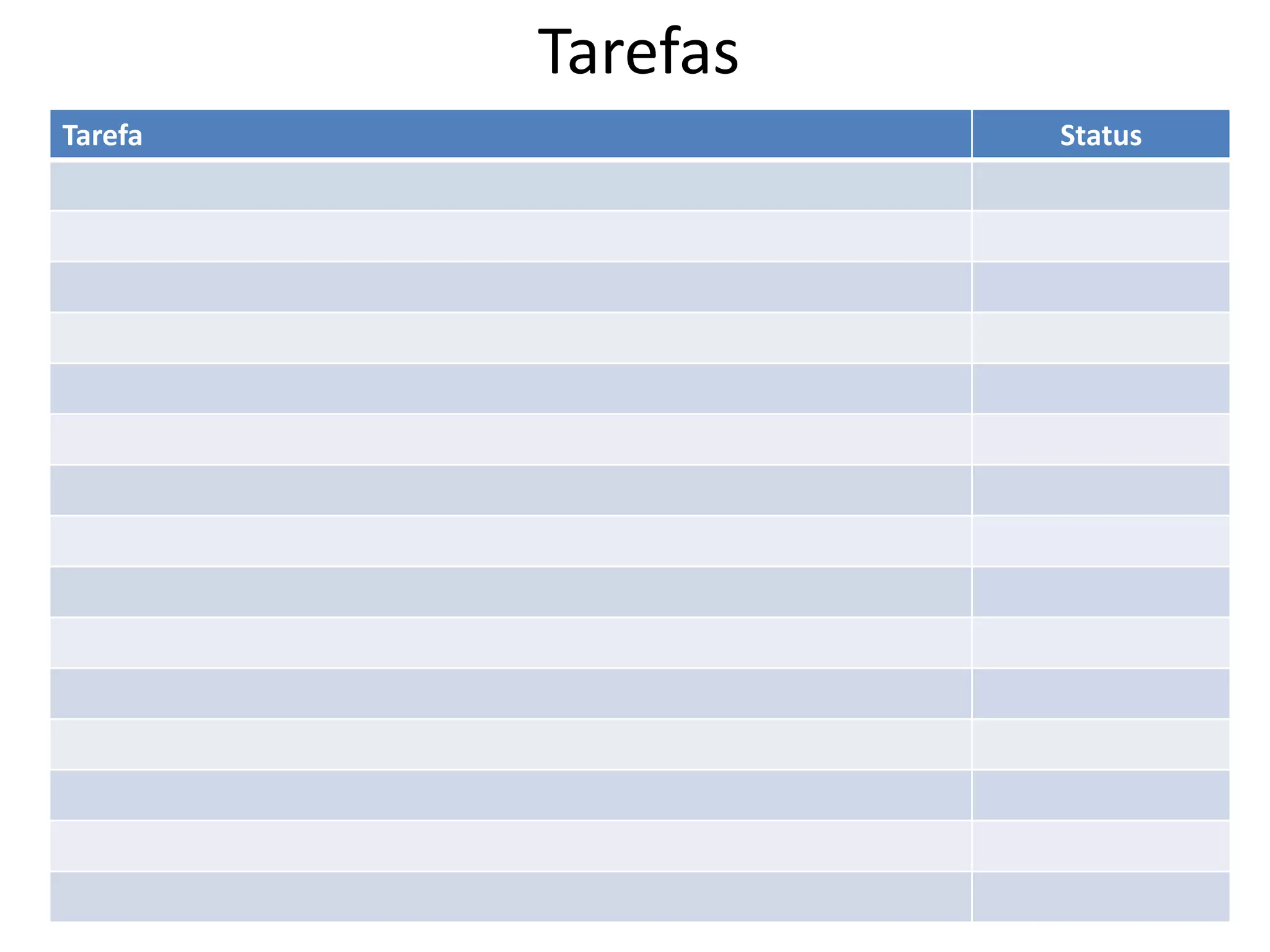 Tarefas
Tarefa Status