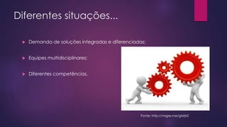 Diferentes situações...


Demanda de soluções integradas e diferenciadas;



Equipes multidisciplinares;



Diferentes competências.

Fonte: http://migre.me/gMjNZ

 
