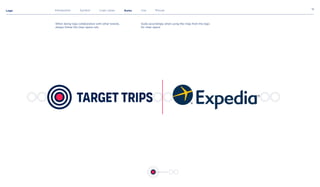 Logo 12
Introduction Symbol Logo types Rules Use Misuse
TargetTrips
When doing logo collaboration with other brands,
always follow the clear space rule.
Scale accordingly when using the rings from the logo
for clear space.
 