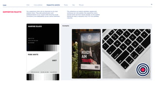 Color
18
Supportive palette Our supportive colors are as important as he main
palette colors, They add sophistication and
professionalism to our visuals while ensuring visual
consistency and adaptability across various elements.
This enhances our brand's aesthetic appeal and
reinforces our core palette, the supportive colors
should mainly be from nature already, so this palette
should be used in necessity only if it’s not available
naturally.
RGB 0 57 151
RGB 223 224 224
CMYK 1.00 0.62 0.00
HSL180, 0%, 88%
vampire black
Pure white
grey
Hex #003997
Hex #DFE0E0
Examples
Intro Core palette Supportive palette Rules Use Misuse
 