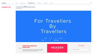 Typography
25
Intro Primary type Secondary type Hierarchy Examples Misuse
Secondary Type
The secondary font (Gotham), should be used only
in subheaders and other things like websit blogs and
social media info
Bold Book light Medium
Black
Discover the world with
target trips
Xlight
Ultra italic
Thin
For Travellers 

By 

Travellers
Click here
Search for trips
Embark on a journey of discovery and wonder as
you traverse the globe, uncovering hidden gems
and experiencing the extraordinary.
24px(1.5 em)
always
Header
Subheader
 