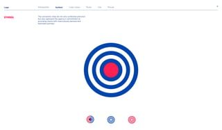 Logo 9
Symbol
Introduction Symbol Logo types Rules Use Misuse
The concentric rings do not only symbolize precision
but also represent the agency's commitment to
providing clients with meticulously planned and
executed journeys.
 