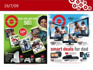 Target – Advertising CampaignsTarget Print Ads Ever since I was a teenager I've had a very odd habit every Sunday. As soon as I open the paper, I flip not to the comics, not to the sports, but to the Target Ad.To me, the Target Ad is everything an advertisement should be. An eye catching, attactive layout. Items and colors appropriate with the theme