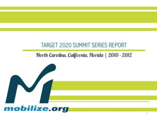 TARGET 2020 SUMMIT SERIES
North Carolina, California, Florida | 2010 - 2012
                 REPORT




                                                    1
 