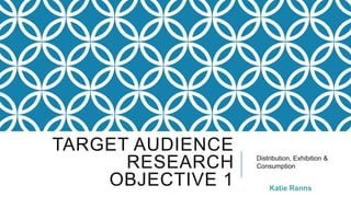 TARGET AUDIENCE
RESEARCH
OBJECTIVE 1

Distribution, Exhibition &
Consumption

 