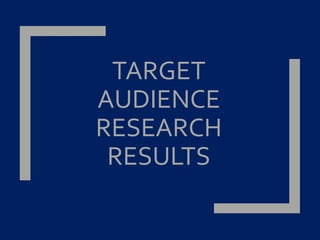 TARGET
AUDIENCE
RESEARCH
RESULTS
 