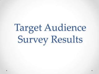 Target Audience
 Survey Results
 