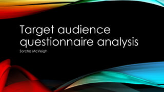 Target audience 
questionnaire analysis 
Sorcha McVeigh 
 