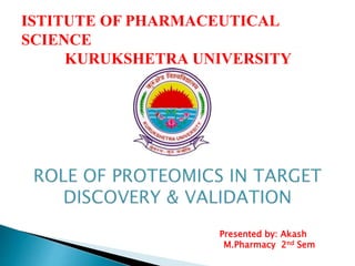 ISTITUTE OF PHARMACEUTICAL
SCIENCE
KURUKSHETRA UNIVERSITY
Presented by: Akash
M.Pharmacy 2nd Sem
 