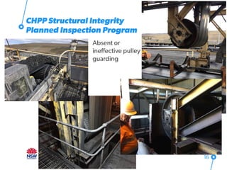 Absent or
ineffective pulley
guarding
16
CHPP Structural Integrity
Planned Inspection Program
 