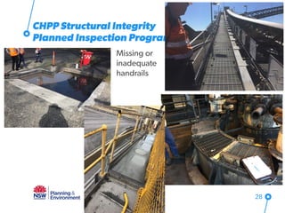 Missing or
inadequate
handrails
28
CHPP Structural Integrity
Planned Inspection Program
 