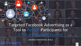 Targeted Facebook Advertising as a
Tool to Recruit Participants for
Clinical Research Studies
ANDREA WEIDEMAN, M.B.A.
01
 