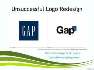 Unsuccessful Logo Redesign
Gap’s Rebranding Fail: 4 Lessons
Gap’s Rebranding Nightmare
 