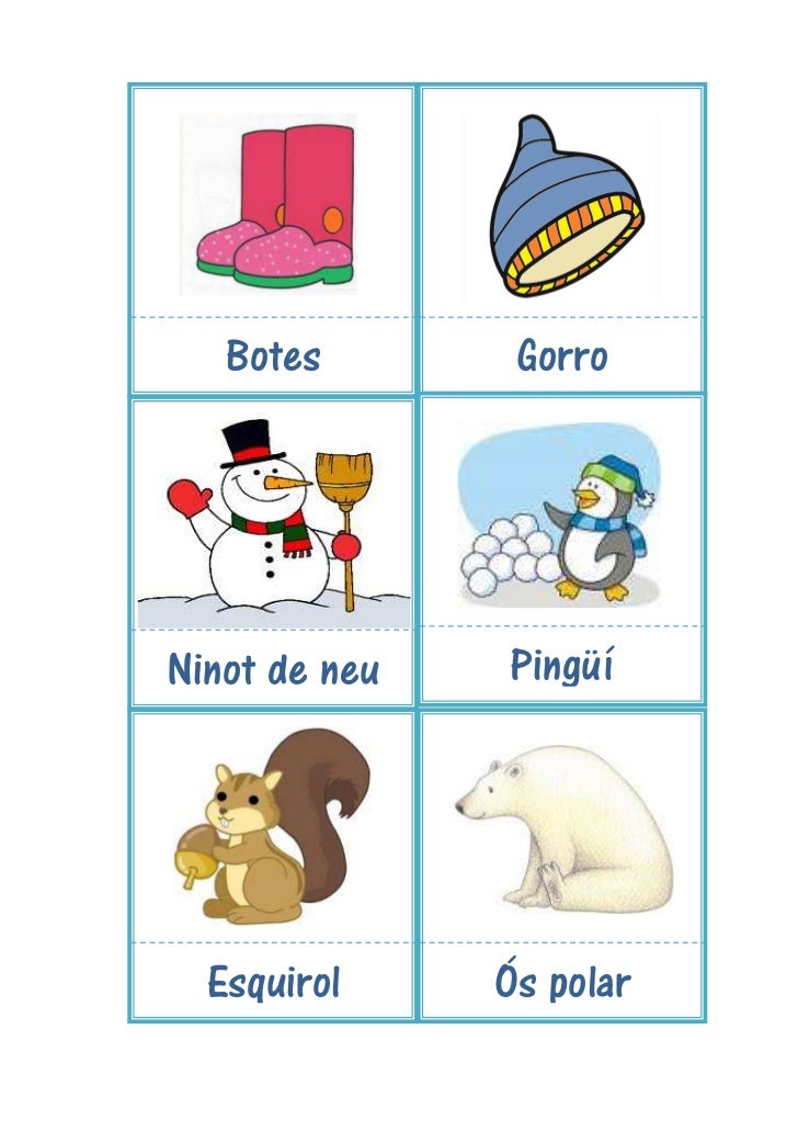 Targetes vocabulari hivern