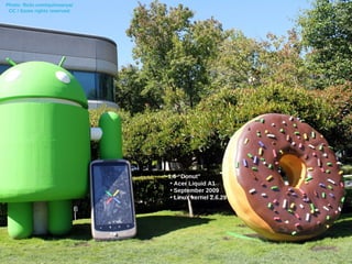 Photo: flickr.com/quinnanya/
 CC / Some rights reserved




                               1.6 “Donut”
                                ●
                                  Acer Liquid A1
                                ●
                                  September 2009
                                ●
                                  Linux kernel 2.6.29
 
