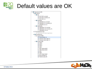 Default values are OK
 