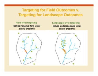 Targeting for Field Outcomes v.
Targeting for Landscape Outcomes
Field-level targeting Landscape-level targeting
 