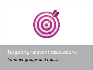 Targeting relevant discussions Yammer groups and topics 