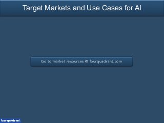 Go to market resources @ fourquadrant.com
Target Markets and Use Cases for AI
 