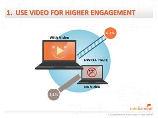 1. USE VIDEO FOR HIGHER ENGAGEMENT




                          © 2012 MediaMind | A division of DG | All rights reserved
 