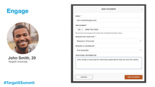 #TargetXSummit
Engage
John Smith, 20
TargetX University
 