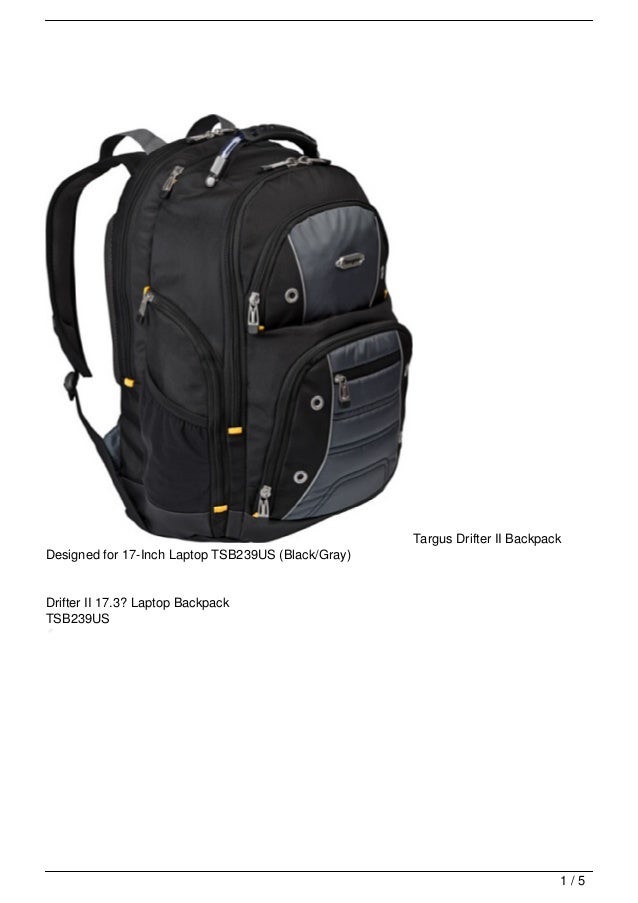 Targus Drifter Ii Backpack Designed For 17 Inch Laptop Tsb239us Black 