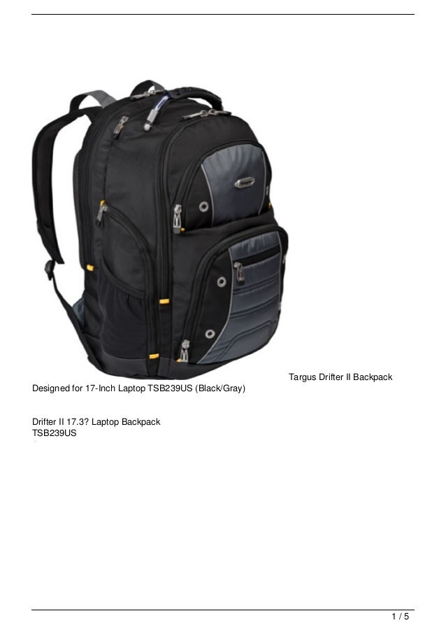 Targus Drifter II Backpack Designed for 17Inch Laptop TSB239US (Black