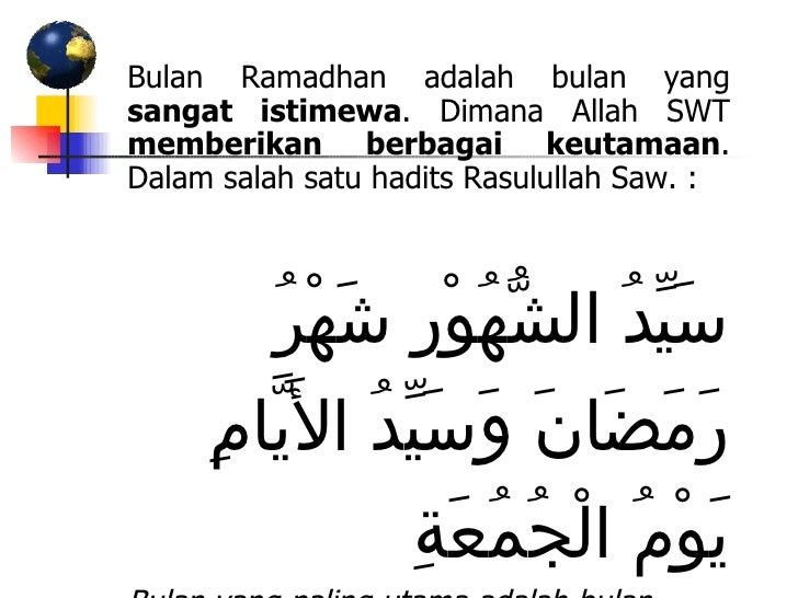 Ramadhan hadis bulan Hadits Nabi