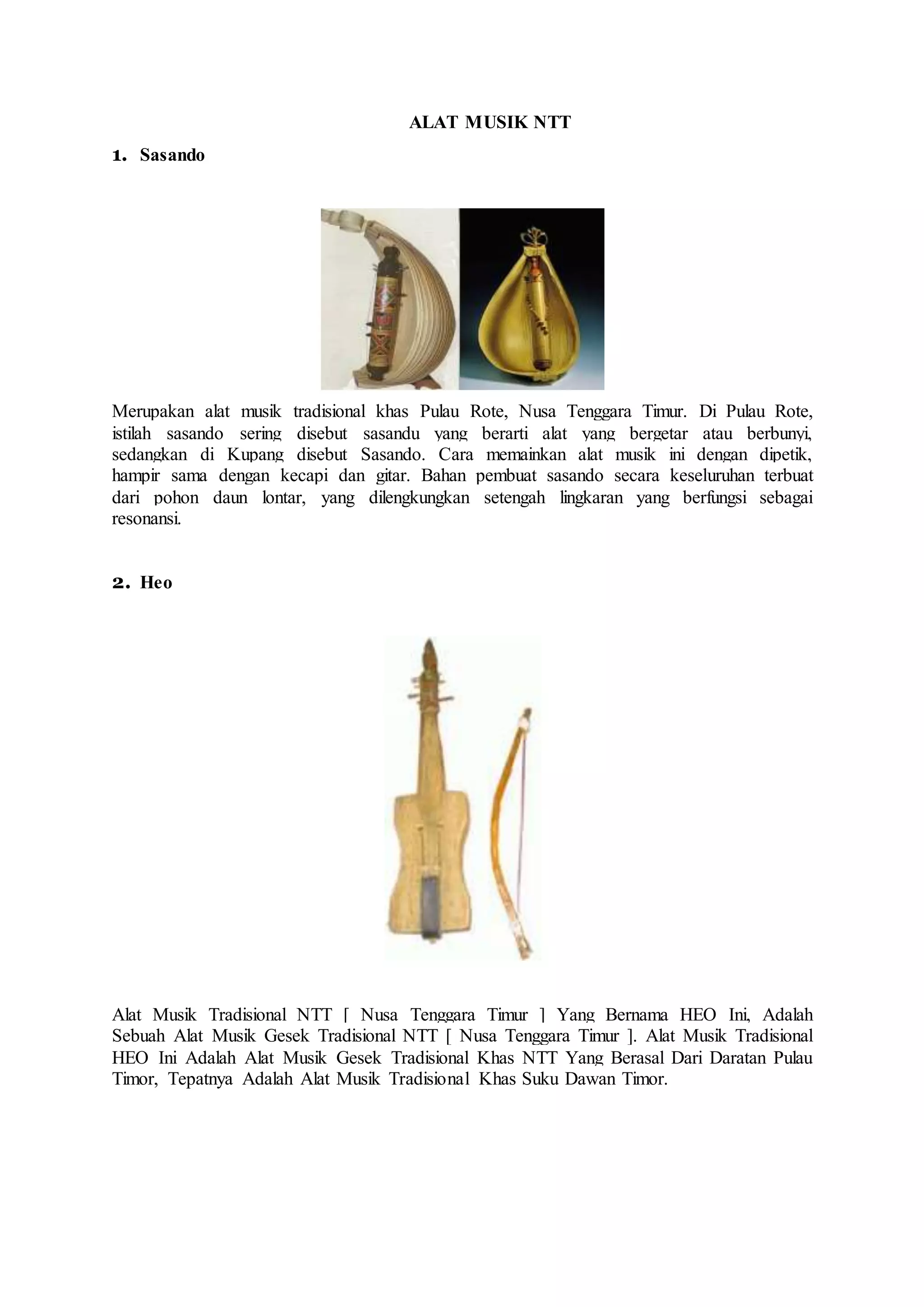 Tarian dan alat musik ntt | DOCX