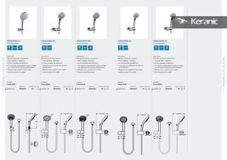 Acabado
Cromo Brillo
Referencia Precio € Stock Caja
Idealrain M3 B9454AA 45 16
IDEALRAIN M3
3 funciones
Descripción
Mini kits ducha de 3 funciones.
•	Tubo Idealflex 1500mm
•	Ducha extraíble de Ø100mm
•	3 funciones: pulverización, lluvia y masaje
con difusores de silicona anticalcáreos
•	Reductor de caudal 8 l/min 3 bars
•	Soporte pared articulado
Acabado
Cromo Brillo
Referencia Precio € Stock Caja
Idealrain M1 B9453AA 35 16
IDEALRAIN M1
1 función
Descripción
Mini kits ducha de 1 función.
•	Tubo Idealflex 1500mm
•	Ducha extraíble de Ø100mm
•	1 función con difusores de silicona
anticalcáreos
•	Reductor de caudal 8 l/min 3 bars
•	Soporte pared articulado
IDEALRAIN L3
3 funciones
Descripción
Mini kits ducha de 3 funciones.
•	Tubo Idealflex 1500mm
•	Ducha extraíble de Ø120mm
•	3 funciones: pulverización, lluvia y masaje
con difusores de silicona anticalcáreos
•	Reductor de caudal 8 l/min 3 bars
•	Soporte pared articulado
Acabado
Cromo Brillo
Referencia Precio € Stock Caja
Idealrain L3 B9460AA 60 16
Acabado
Cromo Brillo
Referencia Precio € Stock Caja
Idealrain S3 B9507AA 40 16
IDEALRAIN S3
3 funciones
Descripción
Mini kits ducha de 3 funciones.
•	Tubo Idealflex 1500mm
•	Ducha extraíble de Ø80mm
•	3 funciones: pulverización, lluvia y masaje
con difusores de silicona anticalcáreos
•	Reductor de caudal 8 l/min 3 bars
•	Soporte pared articulado
IDEALRAIN S1
1 función
Descripción
Mini kits ducha de 1 función.
•	Tubo Idealflex 1500mm
•	Ducha extraíble de Ø80mm
•	1 función con difusores de silicona
anticalcáreos
•	Reductor de caudal 8 l/min 3 bars
•	Soporte pared articulado
Acabado
Cromo Brillo
Referencia Precio € Stock Caja
Idealrain S1 B9506AA 30 16
236
MINIKITSDUCHASERIE
IDEALRAIN
01
237
MINIKITSDUCHASERIE
IDEALRAIN
01
 