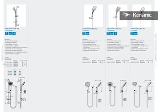 Acabado
Cromo Brillo
Referencia Precio € Stock Caja
Idealrain Cube XL1 B0022AA 60 16
Descripción
Mini kits ducha de 3 funciones.
•	Tubo Idealflex 1750mm
•	Ducha extraíble de 130mm
•	1 función con difusores de silicona
anticalcáreos
•	Reductor de caudal 8 l/min 3 bars
•	Soporte pared articulado para
IDEALRAIN CUBE XL1
1 función
Acabado
Cromo Brillo
Referencia Precio € Stock Caja
Idealrain Cube M1 B0019AA 35 16
Descripción
Mini kits ducha de 1 función.
•	Tubo Idealflex 1750mm
•	Ducha extraíble de 100mm
•	1 función con difusores de silicona
anticalcáreos
•	Reductor de caudal 8 l/min 3 bars
•	Soporte pared articulado para
IDEALRAIN CUBE M1
1 función
Descripción
Mini kits ducha de 3 funciones.
•	Tubo Idealflex 1750mm
•	Ducha extraíble de 130mm
•	3 funciones: pulverización, lluvia y masaje con
difusores de silicona anticalcáreos
•	Reductor de caudal 8 l/min 3 bars
•	Soporte pared articulado
IDEALRAIN CUBE XL3
3 funciones
Acabado
Cromo Brillo
Referencia Precio € Stock Caja
Idealrain Cube XL3 B0023AA 70 16
B 0023..B 0020..
G 1/2
G 1/2
5151
15±5
15±5
246 257
max. 300
max. 316
IDEALRAIN CUBE M3
3 funciones
Descripción
Kits ducha de 3 funciones.
•	Jabonera transparente
•	Tubo Idealflex 1750mm
•	Ducha extraíble de 100mm
•	3 funciones: pulverización, lluvia y masaje con
difusores de silicona anticalcáreos
•	Reductor de caudal 8 l/min 3 bars
•	Barra ducha 600, 720 o 900mm de Ø20,6mm
•	Soporte deslizante orientable
Acabado
Cromo Brillo
Referencia Precio € Stock Caja
Con barra 60cm B0008AA 65 10
Con barra 72cm B0084AA 67 10
Con barra 90cm B0012AA 70 10
A B
B0008AA 609 550
B0084AA 724 675
B0012AA 909 850
243
MINIKITSDUCHACUBESERIEIDEALRAINCUBE
01
242
KITSDUCHASERIE
IDEALRAINCUBE
01
 