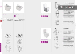 112
TONICIISERIE
INODOROSYBIDÉS
01
DisponibleenJulio2015
113
VENTUNOSERIEINODOROSYBIDÉS
01
Acabado: Blanco Brillo
Referencia Precio € Stock Palet
Inodoro salida dual T321301 220 6
Depósito A/I 4,5/2,5L T416401 200 6
Asiento tapa Soft T634401 95 6
Asiento tapa ABS T634301 55 6
Acabado: Blanco Brillo
Referencia Precio € Stock Palet
Inodoro salida dual T321001 225 12
Depósito A/I 4,5/2,5L T416401 200 6
Asiento tapa Soft T634401 95 6
Asiento tapa ABS T634301 55 6
Inodoro + tapa Soft (Sin depósito)
Ambos productos en una caja, fácil manipulación
Referencia Precio € Stock Palet
T321501 315 6
Inodoro + tapa Soft (Sin depósito)
Ambos productos en una caja, fácil manipulación
Referencia Precio € Stock Palet
T321201 320 6
Inodoro + tapa ABS (Sin depósito)
Ambos productos en una caja, fácil manipulación
Referencia Precio € Stock Palet
T321401 275 6
Inodoro + tapa ABS (Sin depósito)
Ambos productos en una caja, fácil manipulación
Referencia Precio € Stock Palet
T321101 280 6
Inodoro pared depósito bajo
Inodoro pared abierto
Opcional para salida vertical, solicitar el código:
Referencia Precio € StockPalet
Codo WW965742 15 6
* Codo salida vertical no incluido
* Codo salida vertical no incluido
* Codo salida vertical no incluido
Opcional para salida vertical, solicitar el código:
Referencia Precio € StockPalet
Codo WW965742 15 6
* Codo salida vertical no incluido
* Codo salida vertical no incluido
* Codo salida vertical no incluido
Bidé a suelo Bidé suspendido
Acabado: Blanco Brillo
Referencia Precio € Stock Palet
Bidé K523801 225 12
Acabado: Blanco Brillo
Referencia Precio € Stock Palet
Bidé Fijación Oculta K523601 235 12
NOVEDAD
80
 