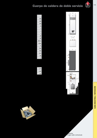113
Encuentre las últimas características técnicas de nuestros aparatos en www.acv.com
Tarifa 2017 - Precio en Euros, sin IVA. Sujeto a cambios y errores de imprenta.
Los esquemas, las fotos y las dimensiones son dados a título indicativo y no tienen ningún valor contractual.
GAMAINDUSTRIAL/REPOSICIÓN
Dimensiones
Cuerpo de caldera de doble servicio
Kit conexión
estanco concéntrico
Dimensionesy caracteristicastécnicas
Tipo DeltaProPack25 DeltaProPack45
Referencia A1002065 A1002066
Gasto calorífico máximo (calefacción) PCS kW 31,4 54,9
Potencia útil a régimen máx. (80/60ºC) kW 25 44,9
Potencia útil mín. ( 80/60ºC) kW   12,9
Eficiencia energética estacional de calefacción % 79.7 80.1
Capacidad total L 158 128
Capacidad de agua caliente L 75 65
Capacidad de primario L 83 63
Conexión agua caliente Ø” 3/4 M 3/4 M
Conexión de calefacción Ø” 1 H 1 H
Conexión de chimenea Ømm 100 100
Pérdida de carga tanque a Δt = 20ºC mbar 15 25
Temperatura máxima de trabajo °C 90 90
Presión máxima (agua caliente) bar 8,6 8,6
Presión máxima (primario) bar 3 3
Dimensiones A mm 360 390
Peso en vacío kg 145 168
Voltaje V 230 230
Prestaciones ACS
Tipo DeltaProPack25 DeltaProPack45
Caudal punta a 40ºC L/10’ 268 316
Caudal punta 1ª hora a 40ºC L/60’ 806 1284
Caudal continuo a 40 ºC L/h 645 1161
Conexión a la chimenea
B23 - B23P
 